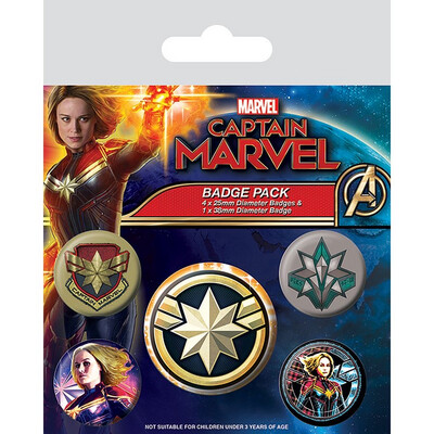 Marvel Avengers: Captain Marvel Badge Buttons Pack