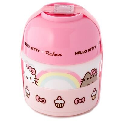 Puckator - Hello Kitty & Pusheen de Kat - Gestapelde Ronde Bento box Lunchtrommel - Kawaii