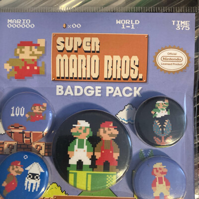 Super Mario Bros. - 16 Bit - Buttons Badge Pack