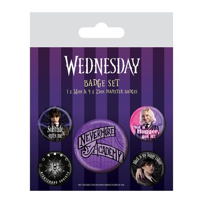 Wednesday  - "Nevermore Academy" - Button Badge Set