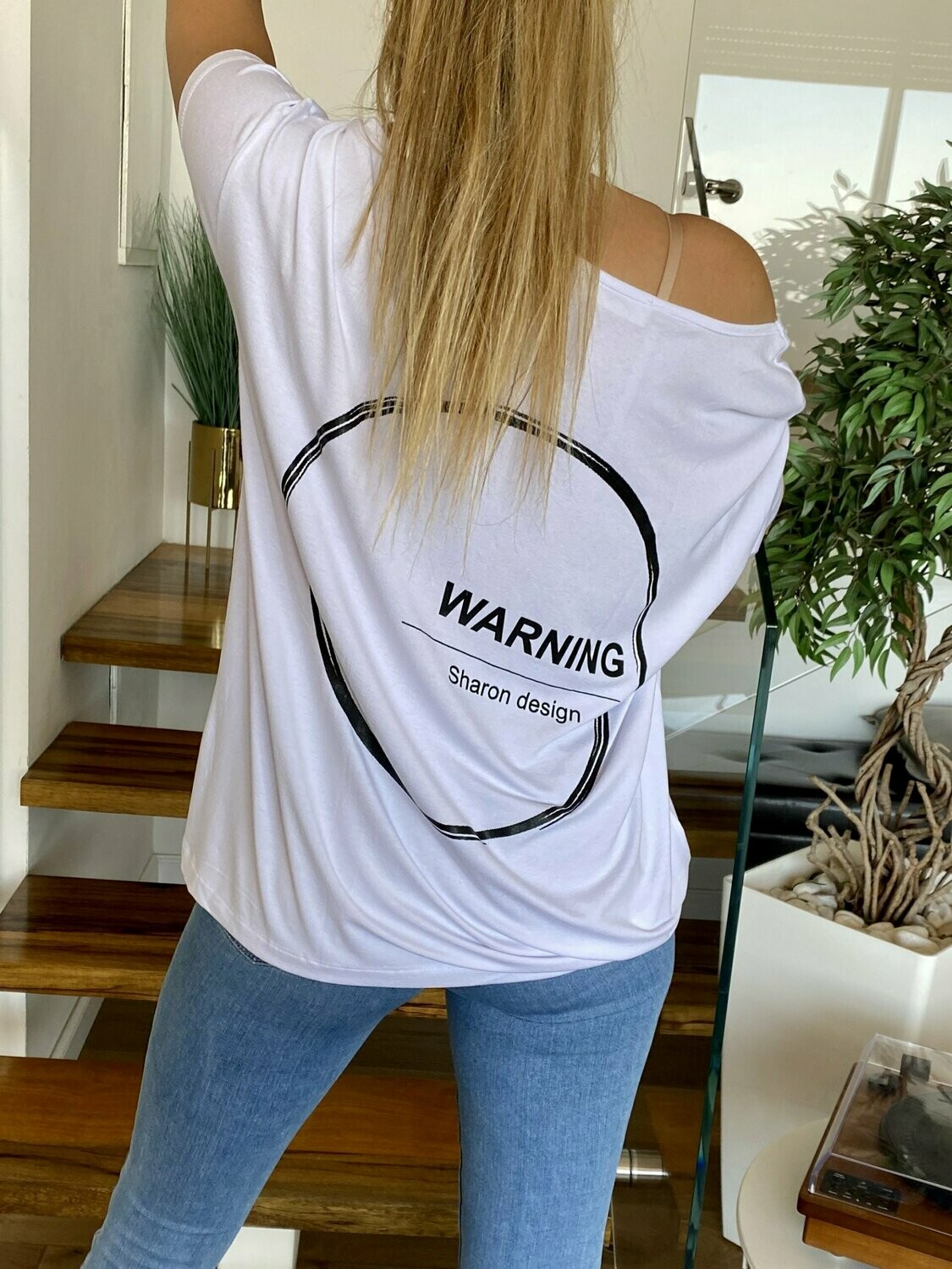 WARNING חולצה לבנה