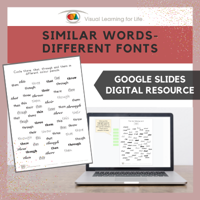 Similar Words–Different Fonts (Google Slides)