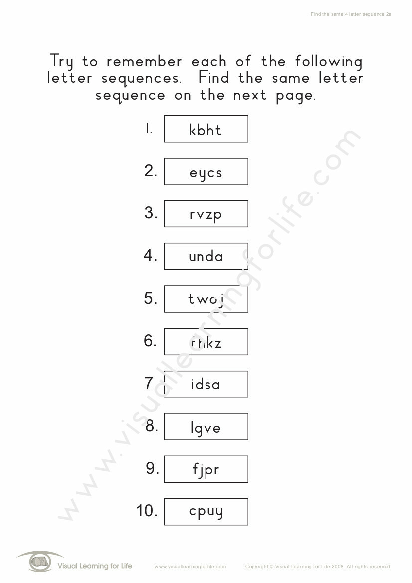 11+ Letter Sequences (Year 4)