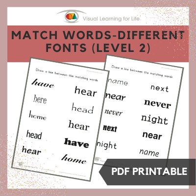 Match Words-Different Fonts (Level 2)