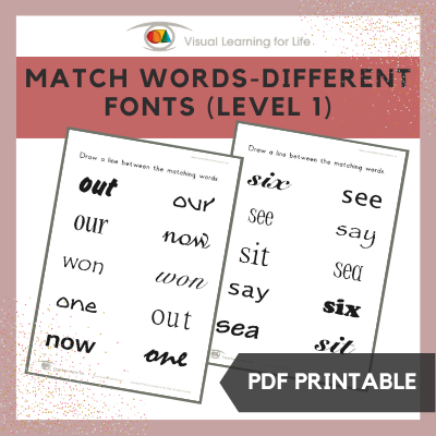 Match Words-Different Fonts (Level 1)