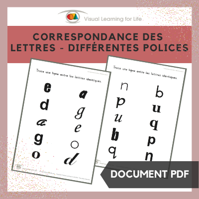 Correspondance des lettres – différentes polices