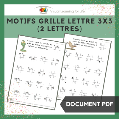 Motifs grille lettre 3x3 (2 lettres)