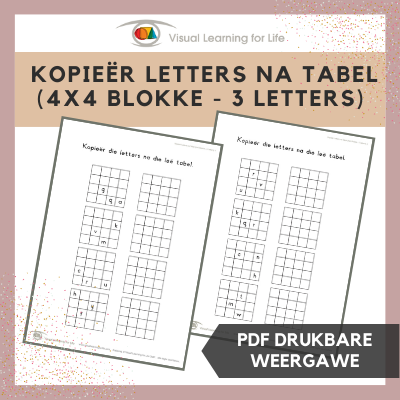 Kopieër Letters na Tabel (4x4 Blokke - 3 Letters)