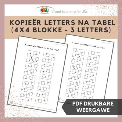 Kopieer Letters na Tabel (4x4 Blokke - 3 Letters)