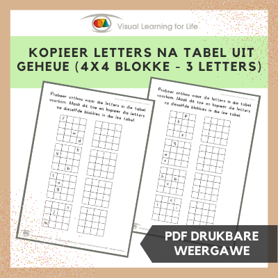 Kopieer Letters na Tabel uit Geheue (4x4 Blokke - 3 Letters)