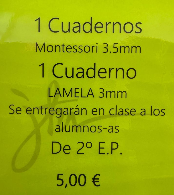 1 Cuaderno Montessori 3,5MM + 1 cuaderno Lamela 3mm