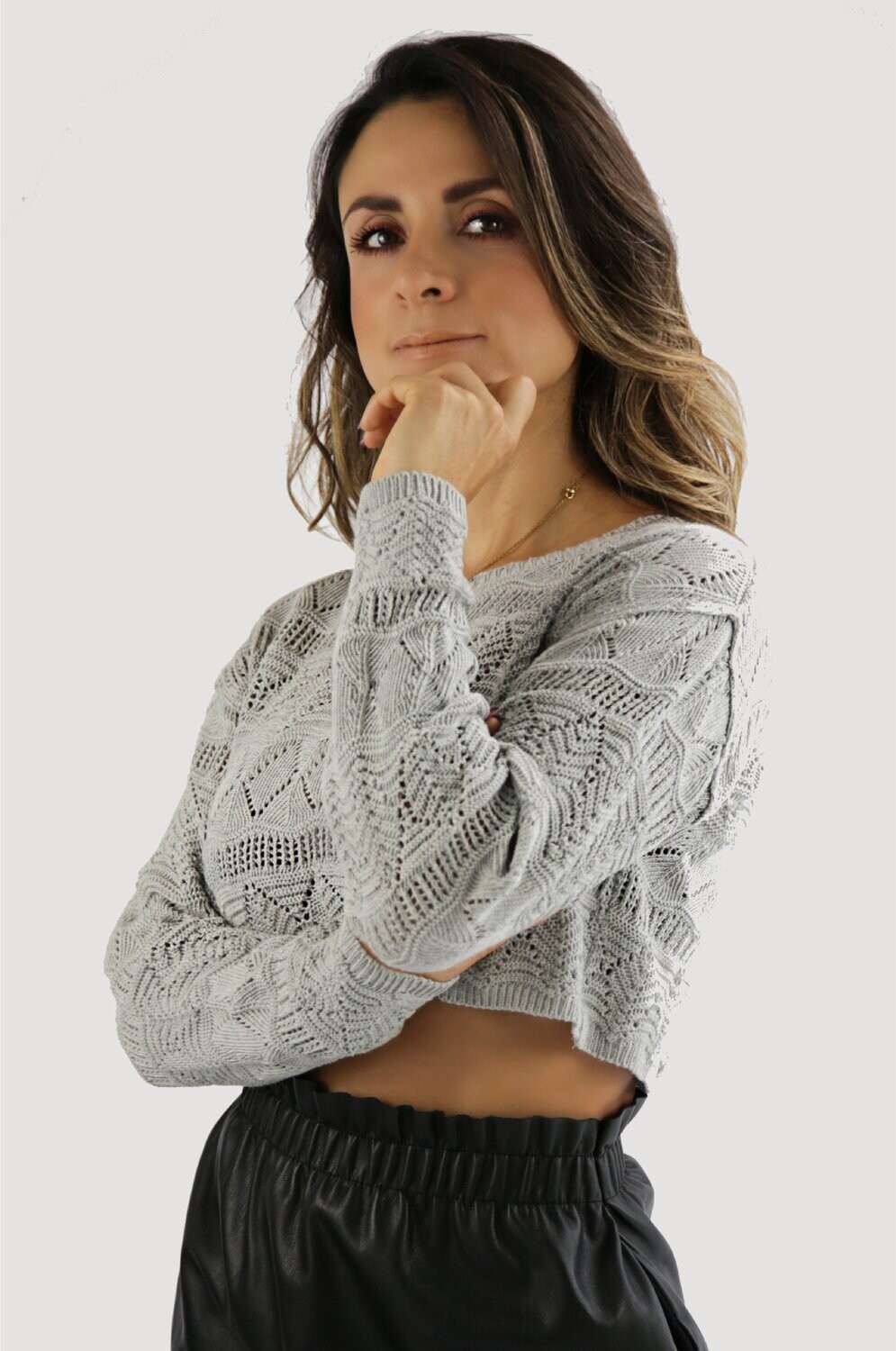 Suéter Crop Top Calado