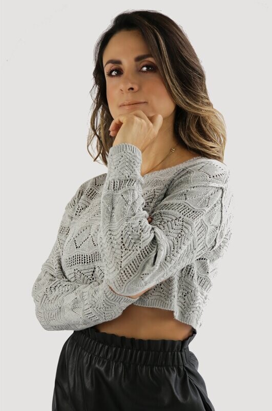 Suéter Crop Top Calado