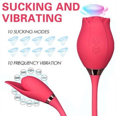 Sucking Vibrating Rose with Rose Pedal Tail