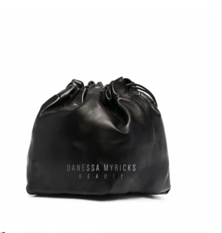 DMB Vegan Leather Drawstring Pouch Black and Silver