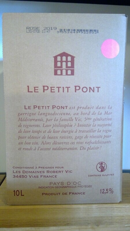 PAYS D'OC| FONTAINE À VIN LE PETIT PONT Rosé 5 LITRES