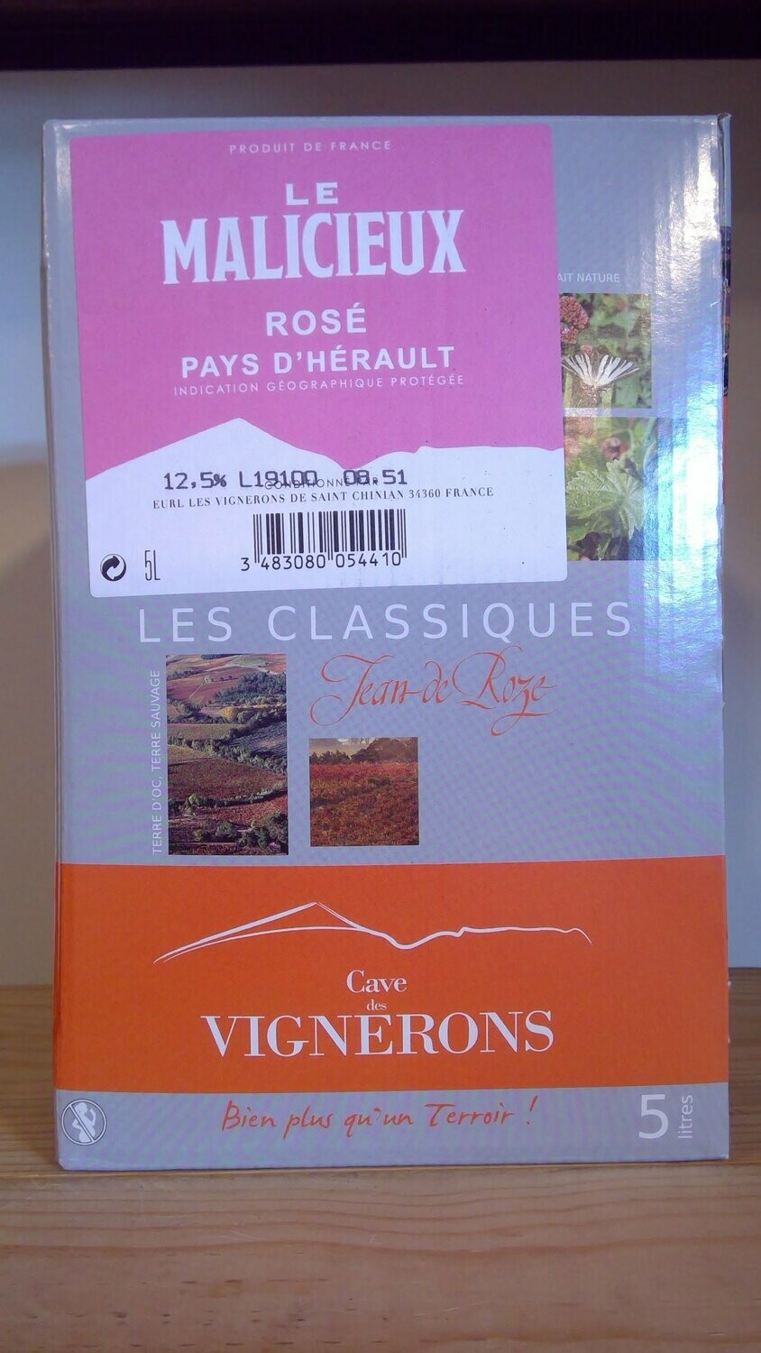 PAYS D'HÉRAULT| FONTAINE À VIN LE MALICIEUX Rosé 5 LITRES