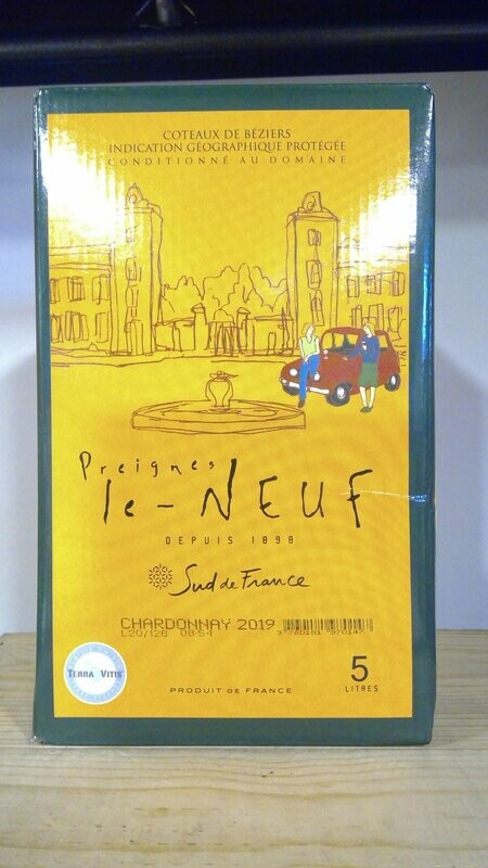 COTEAUX DE BÉZIERS | FONTAINE À VIN PREIGNES-LE-NEUF Blanc Chardonnay 5 LITRES