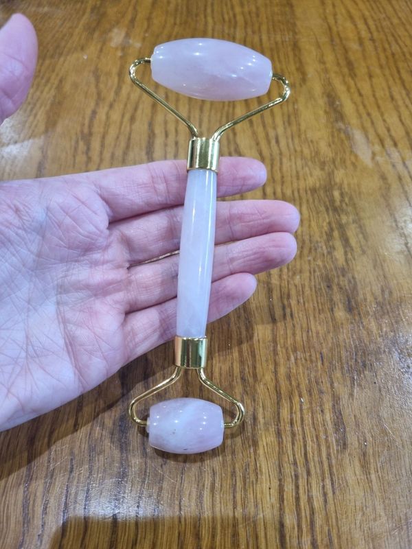 Large Double Rose Quartz Facial Roller