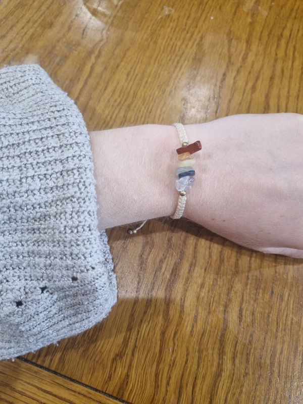 Cream String Adjustable Chakra Bracelet