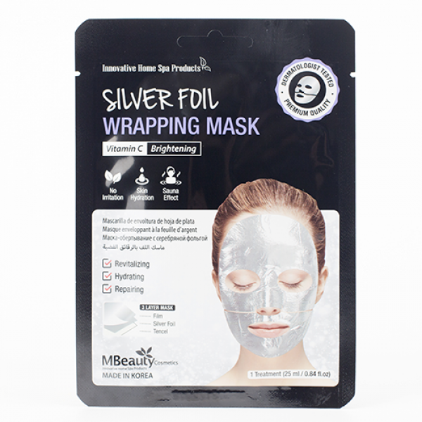 MBeauty Silver Foil Wrapping Mask Восстанавливающая серебряная фольгированная маска для лица с витамином С