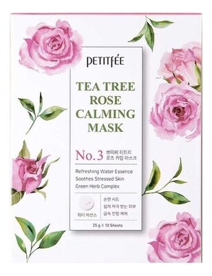 Petitfee Tea Tree Rose Calming Mask Успокаивающая тканевая маска с экстрактом чайного дерева и розы