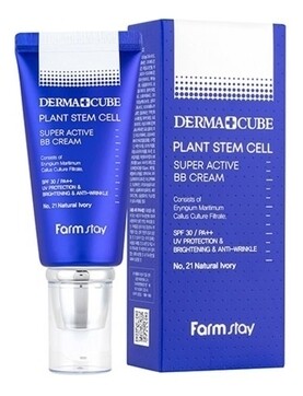 FarmStay DERMA CUBE Plant Stem Cell Super Active BB Cream Суперактивный ББ крем с лифтинг-эффектом и фитостволовыми клетками морского укропа