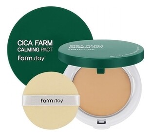 FarmStay Cica Farm Calming Pact SPF50 PA++++ Успокаивающая пудра с центеллой азиатской