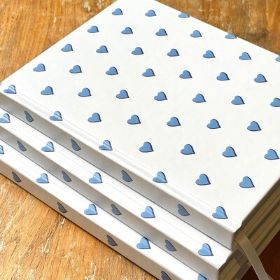 Hardback Notebook, Blue Hearts