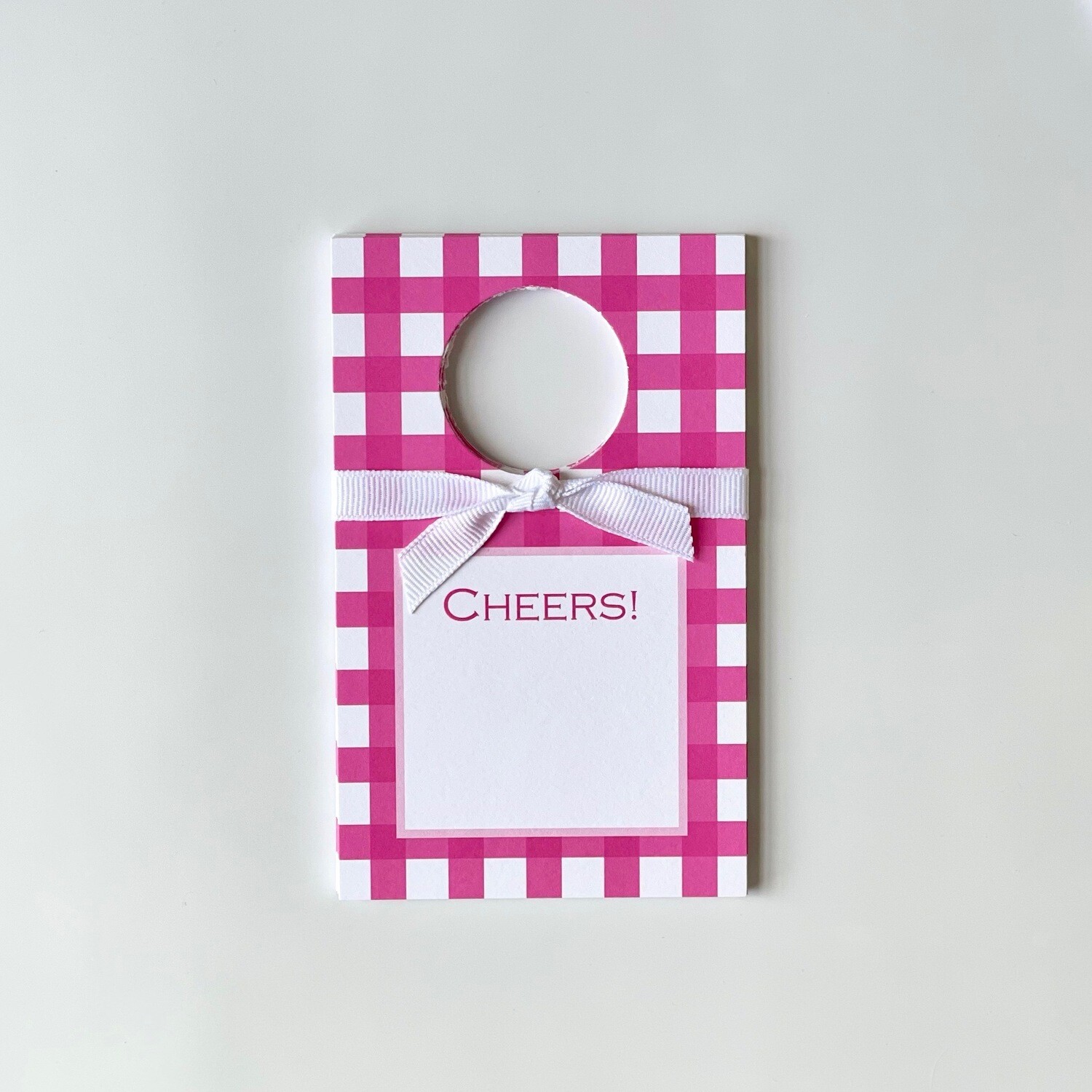 Wine Tags - Gingham, Hot Pink