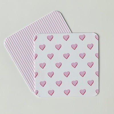 Hearts, Pink - Coaster Set