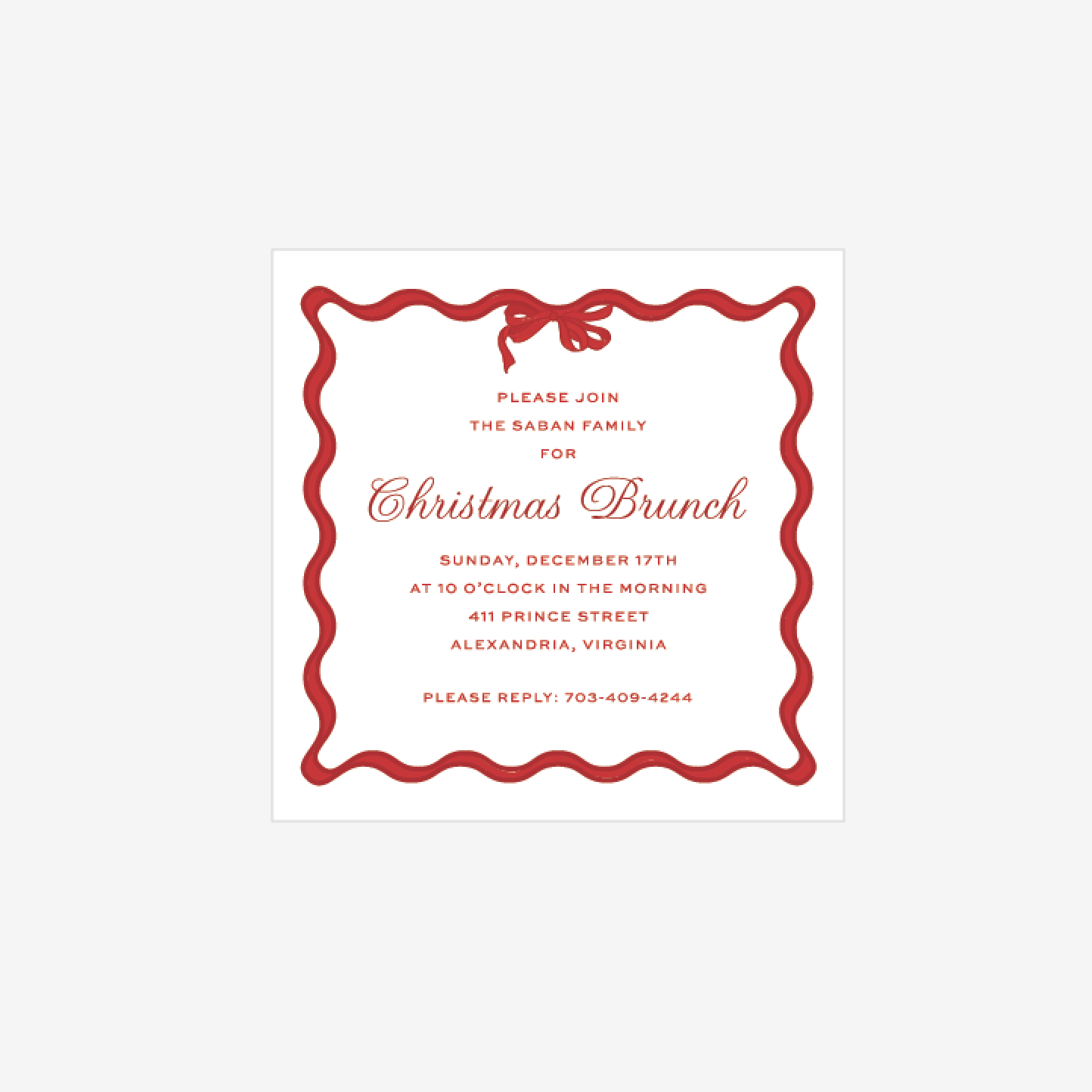 Holiday Ribbon Invitation