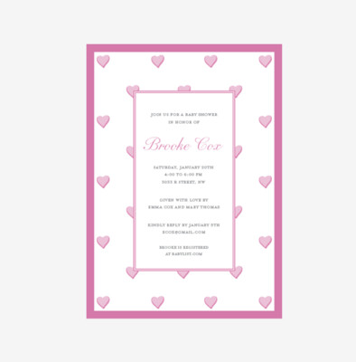 Sweet hearts, Pink - Baby Shower Invitation