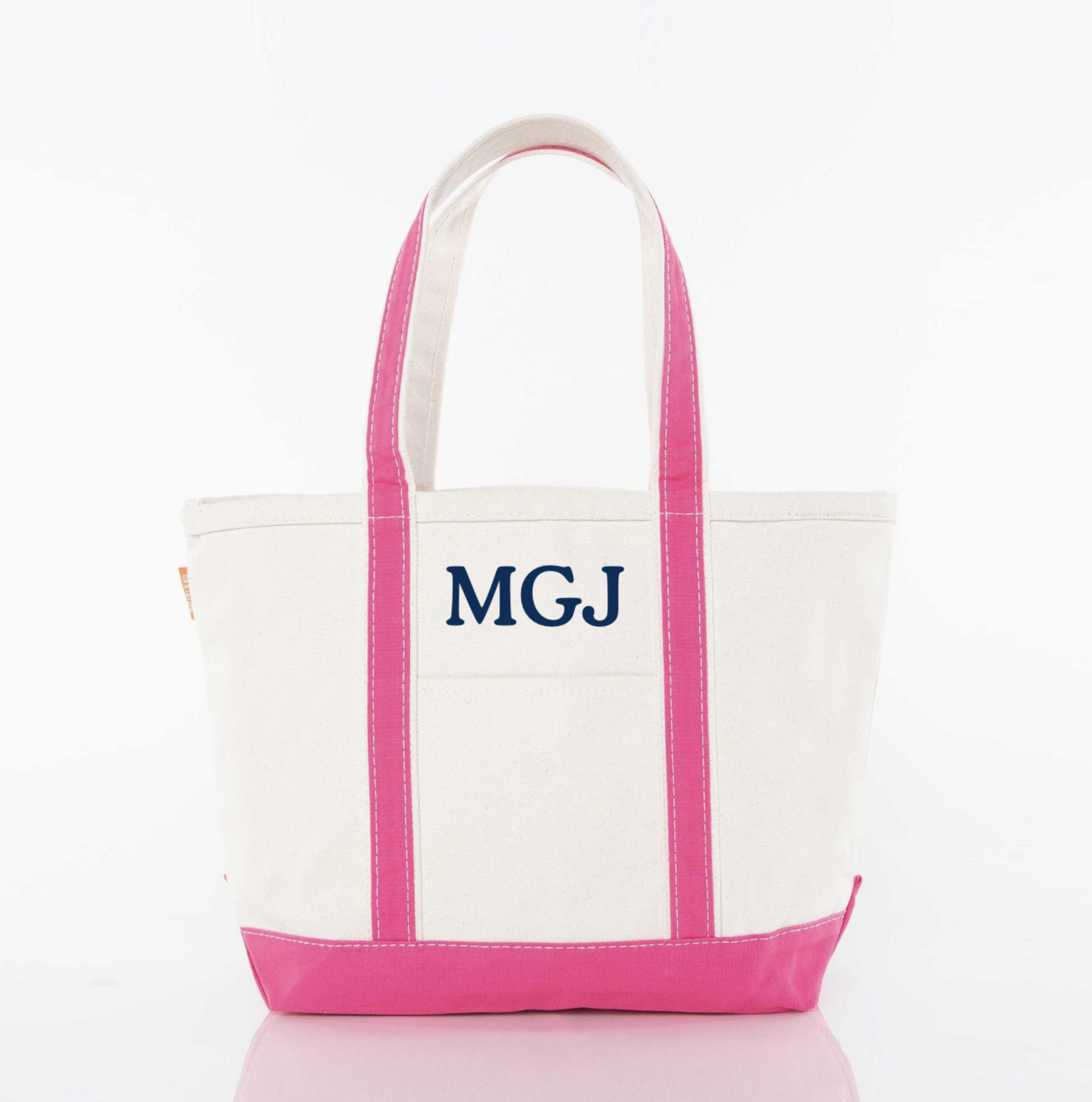 Classic Tote Bag, Hot Pink Trim - Initials