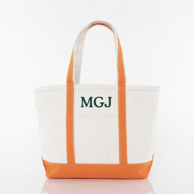 Classic Tote Bag, Orange Trim - Initials