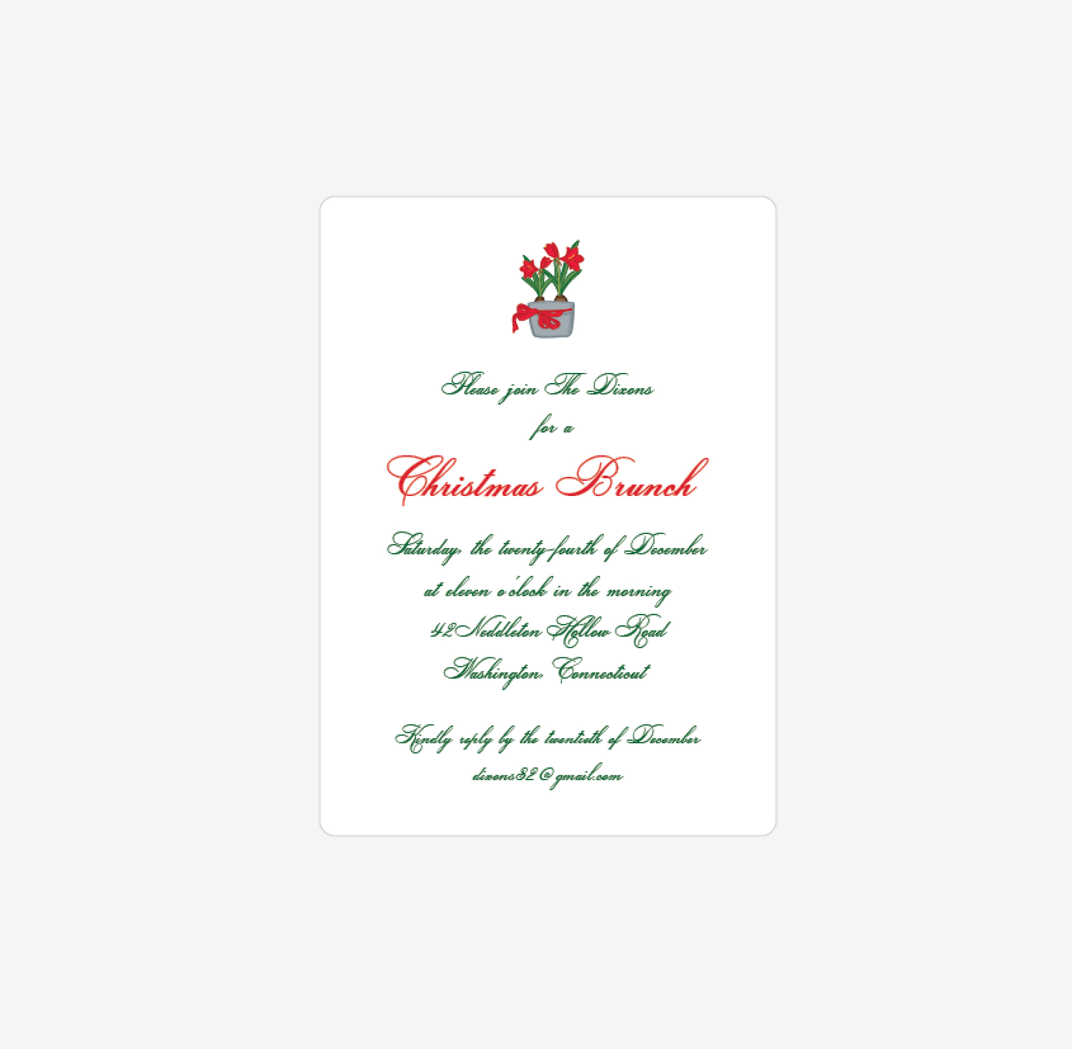 Amaryllis Invitation