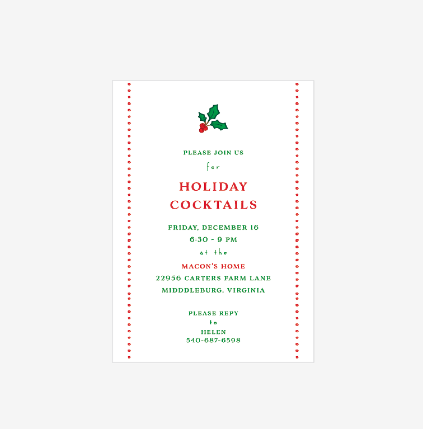 Holly Bunch Invitation