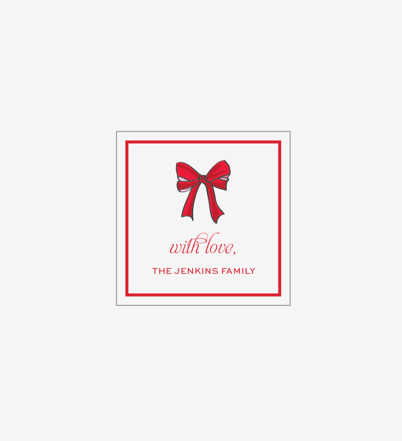 Holiday Bow, Red - Personalized Gift Stickers