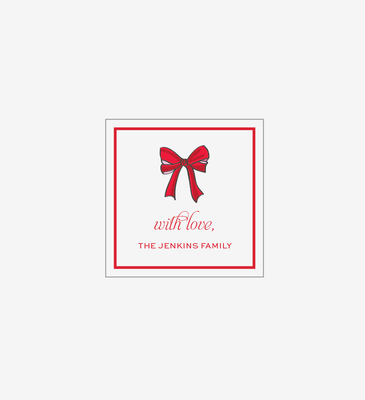 Holiday Bow, Red - Personalized Gift Stickers
