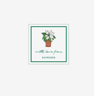 Poinsettia, White - Personalized Gift Stickers