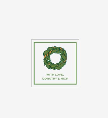 Magnolia Leaf Wreath - Personalized Gift Stickers