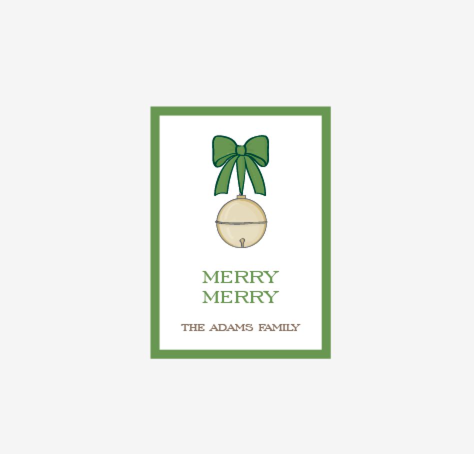 Jingle Bell, Green Bow - Personalized Gift Stickers