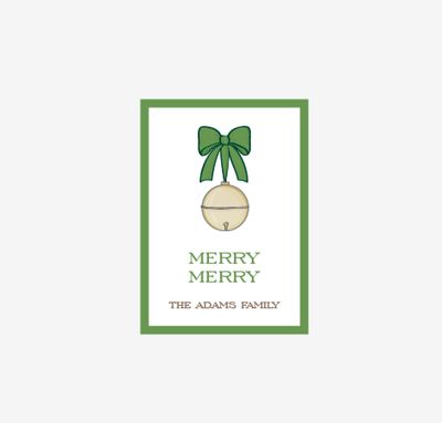 Jingle Bell, Green Bow - Personalized Gift Stickers