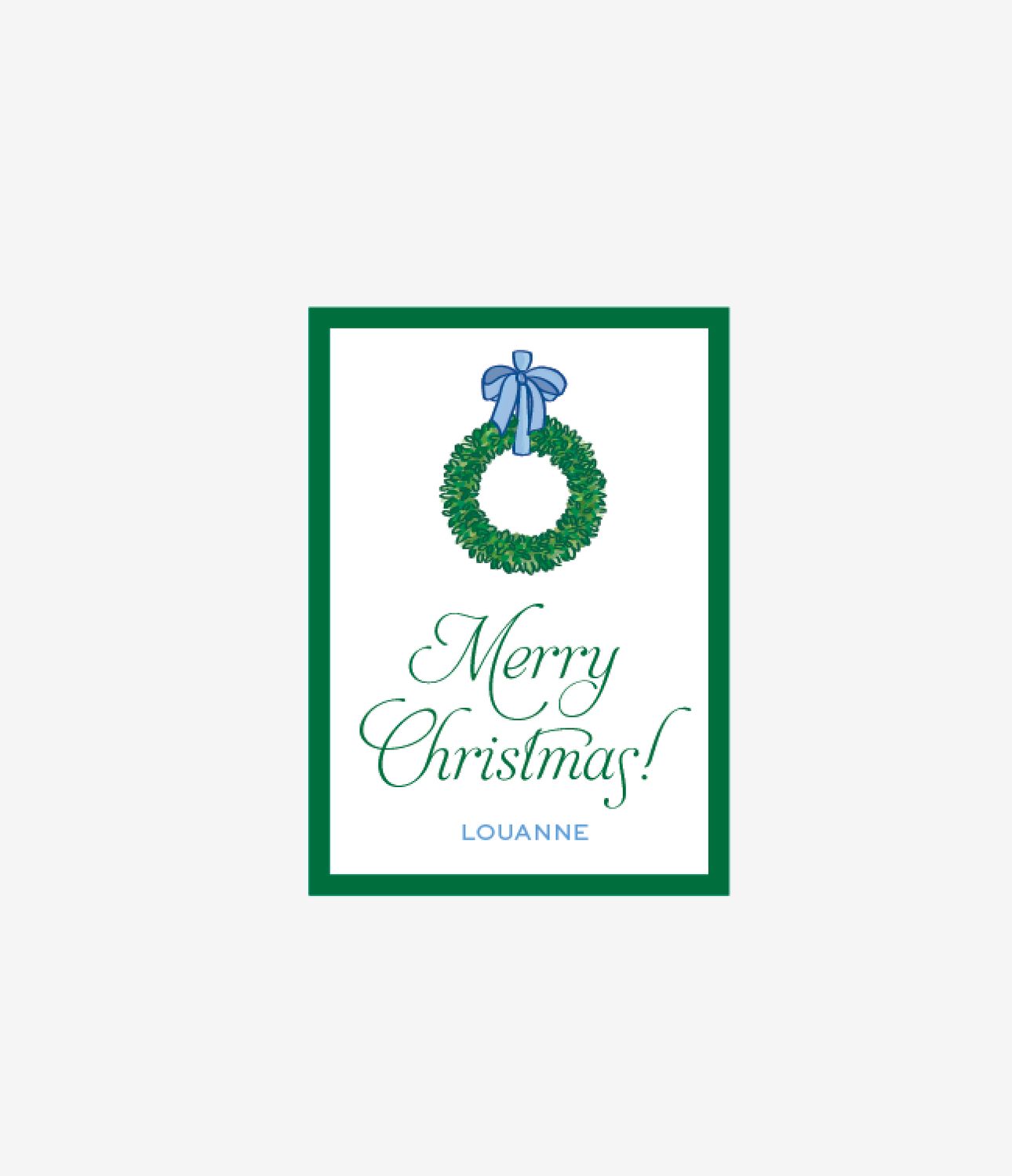Wreath 25, Blue Bow - Personalized Gift Stickers
