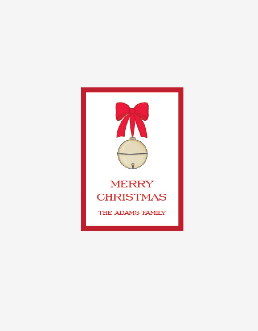 Jingle Bell, Red Bow - Personalized Gift Stickers