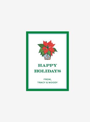 Poinsettia, Red - Personalized Gift Stickers