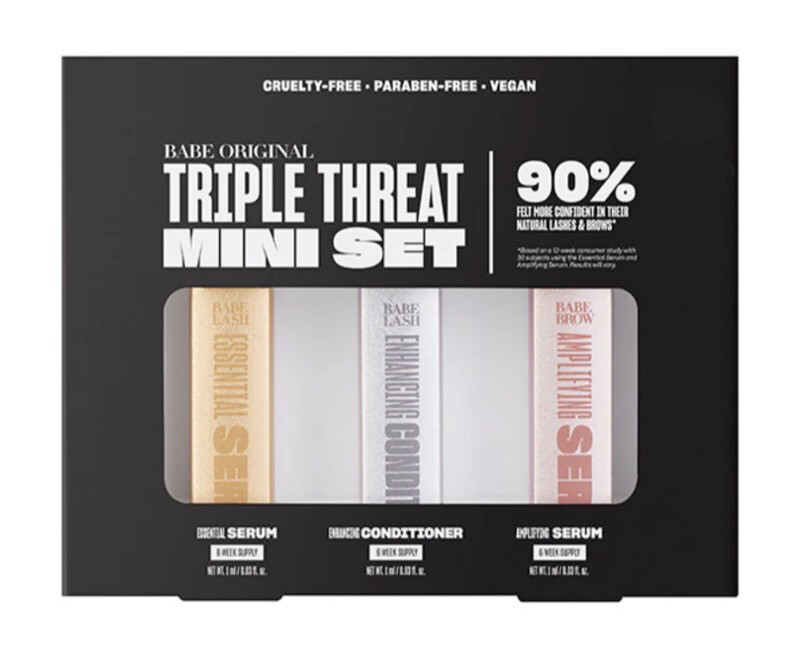 Babe Original Triple Threat Mini Set (Lash Serum, Enhancing Conditioner, Brow Amplifying Serum)