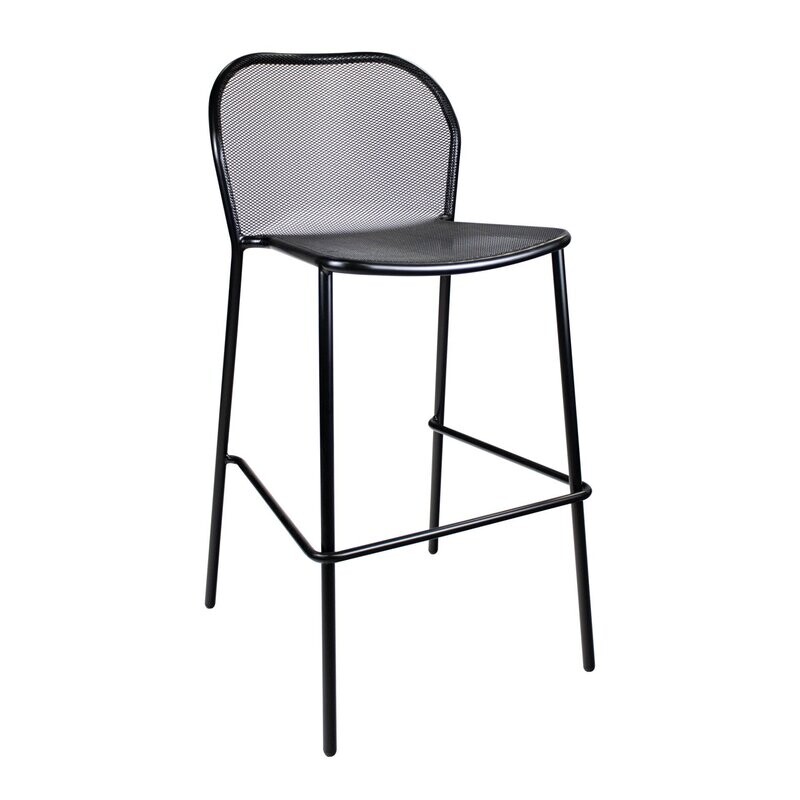 Palma Outdoor Metal Bar Stool, Choose Colour: Black