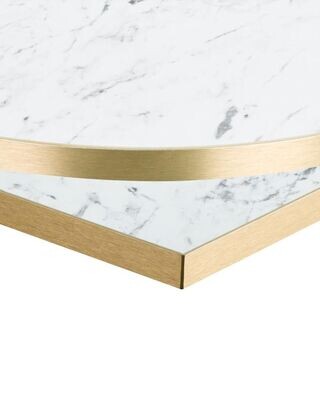 Egger White Carrara Marble With Gold ABS Edge Laminate Table Top