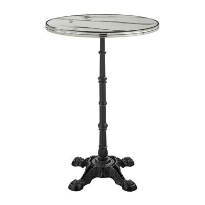 Parisian White Marble Complete Bar Height Table - Flat Auto Adjust
